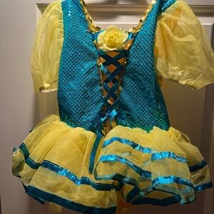 Kids Sparkling Blue and Yellow Costume/dance